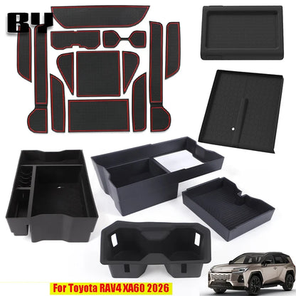 for Toyota RAV4 2026 Center Console Armrest Storage Box Anti-slip Organizer Tray Car Interior Accessories Black