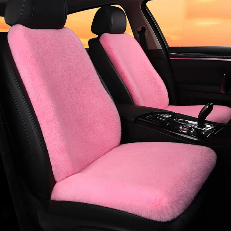 2/3/4pcs Super Soft Fluffy Rabbit Faux Fur Car Seat Cover Winter Plush Warm Thick Home Car Seat Cushion Pad Neck/Waist Pillow