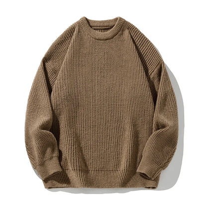 Men's 18oz Heavyweight Chunky Knit Sweater Basic Crew Neck Solid Color Textured Streetwear Winter Thermal Non-Scratch Top