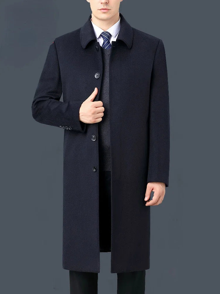Autumn Winter 85% Cashmere Coat Men's Knee Long Woolen Jacket Business Casual Large Size Clothes Men Clothing Loose Warm Top 6XL