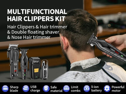 hiena Finish Machine Electric Professional Electric Hair Clippers Beard Clipper Rechargeable Men's Shaver Hair Trimmer Kit