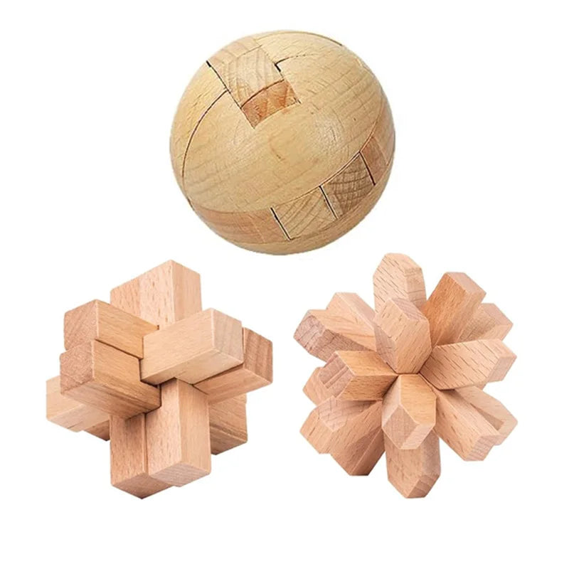 3PCS Set LuBan Lock Wooden Puzzle Brain Teaser IQ Test Toys Educational Mind Games For Adults Kids Unlock Interlock Game