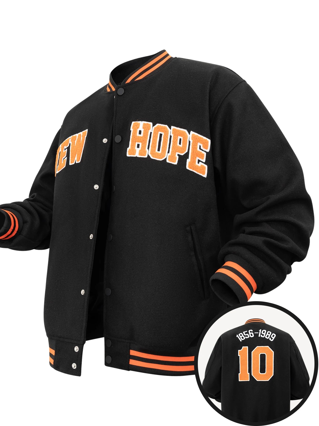 Men's Letterman Jacket Vintage Vasity Baseball Coat Casual Streetwear Outerwear with 'G' Letter Embroidery & Inner Pocket