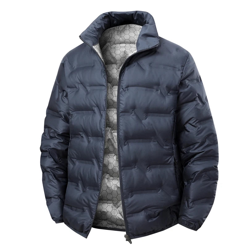 Solid-color middle-aged down jacket for winter warmth, padded lapel cardigan, thick and versatile down jacket