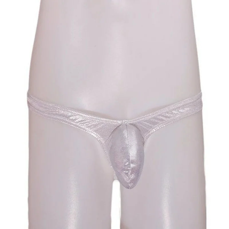 Laser Colorful Men's G-string Underwear Sexy Men's Briefs U Convex Male Underpants Low Waisted Thong Private Party club Panties