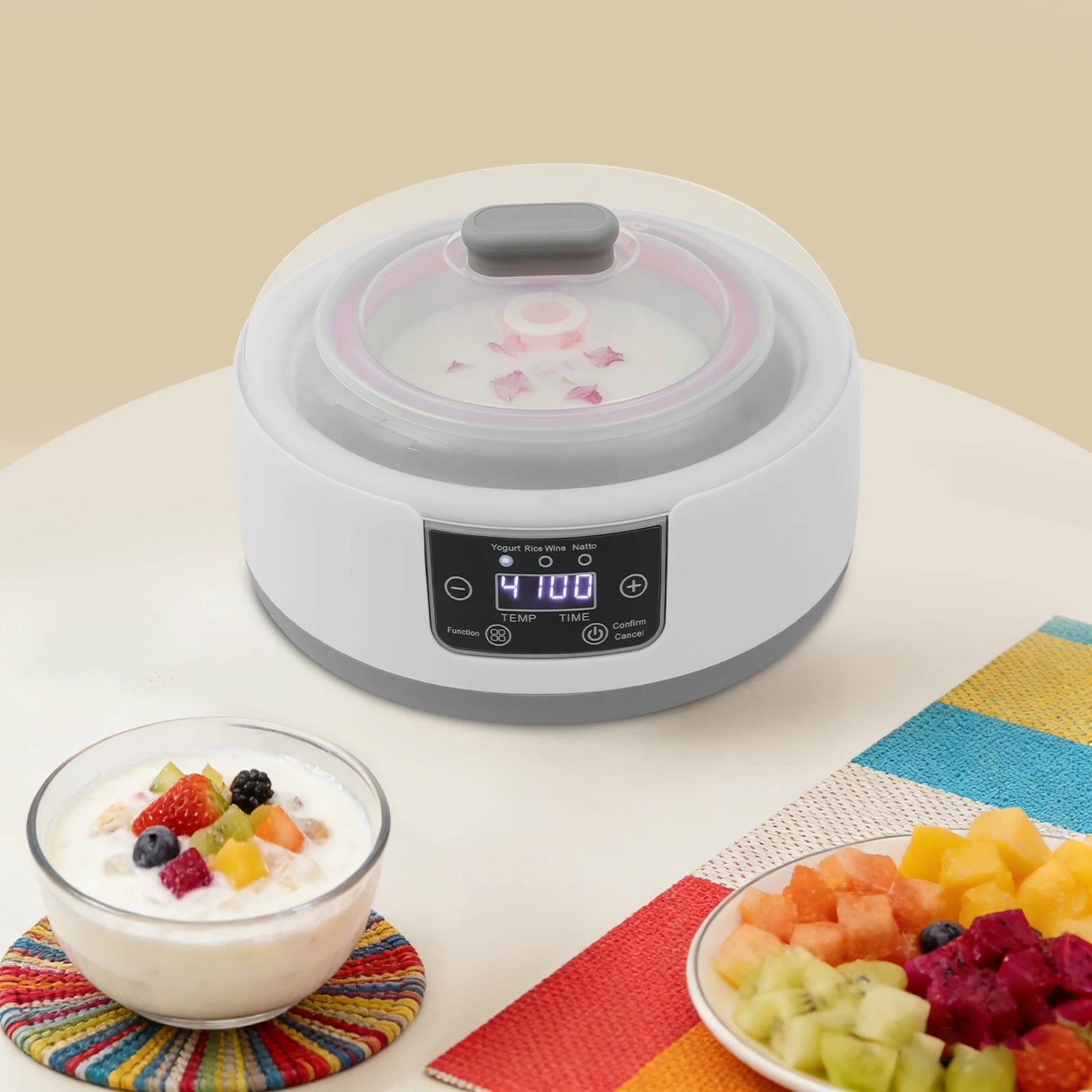 Electric Yogurt Maker+15W Power, Yogurt Maker+1.2L Capacity, Yogurt Maker Machine+21-45℃ Temp, For Homes Apartments Making Yogurt Rice Wine Natto