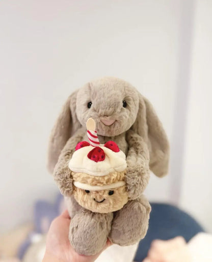 High Quality Smile Cake Plush Toys Soft Stuffed Dessert Dolls with Candle Cherry Birthday Xmas Gift For Kids Cuddly Party Decor