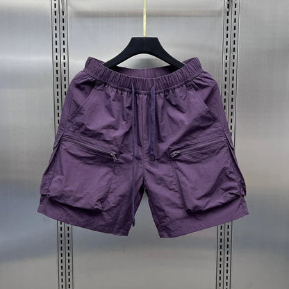 Loose Fit Men's Summer Workwear Shorts Casual Sporty Five Inch Length Trousers Comfortable Breathable Youth Fashion Green