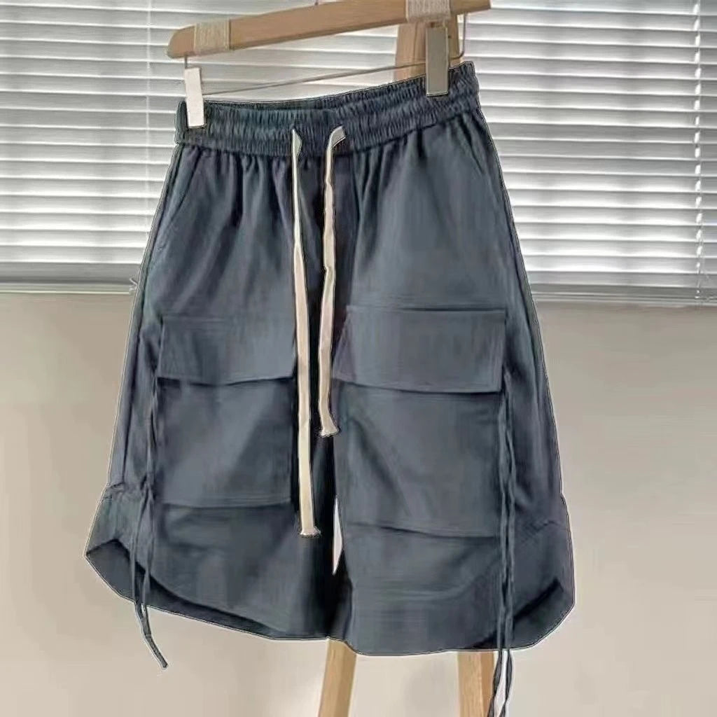 Men's Summer Casual Shorts Japanese City Boy Style Lightweight Workwear Loose Wide Leg Mid Length High Street Fashion