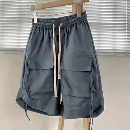 Men's Summer Casual Shorts Japanese City Boy Style Lightweight Workwear Loose Wide Leg Mid Length High Street Fashion