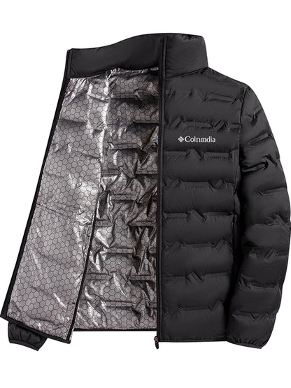 Outdoor Autumn Winter Lightweight Padded Jacket Stand Collar Casual Style Thermal Locking Business Leisure plus Size Coat