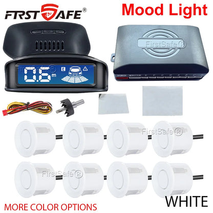 LED Reverse Radar 8 Sensors Backlight Display Voice Prompt Detection System Universal Auto Parking Safety Auxiliary Accessories