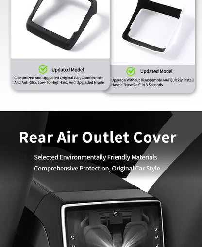 For Tesla Model 3 Highland & Model Y Juniper Rear Air Vent Cover & Leather Center Console Armrest Box Protection Car Accessories