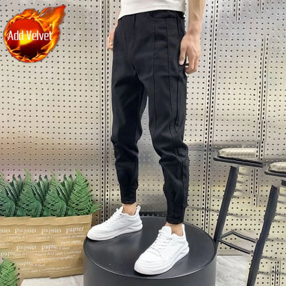 Trousers Slim Gray Joggers Sweatpants for Men Solid Harajuku Fashion Elegant Deals Cool Retro Autumn Winter Y2k Man Sports Pants