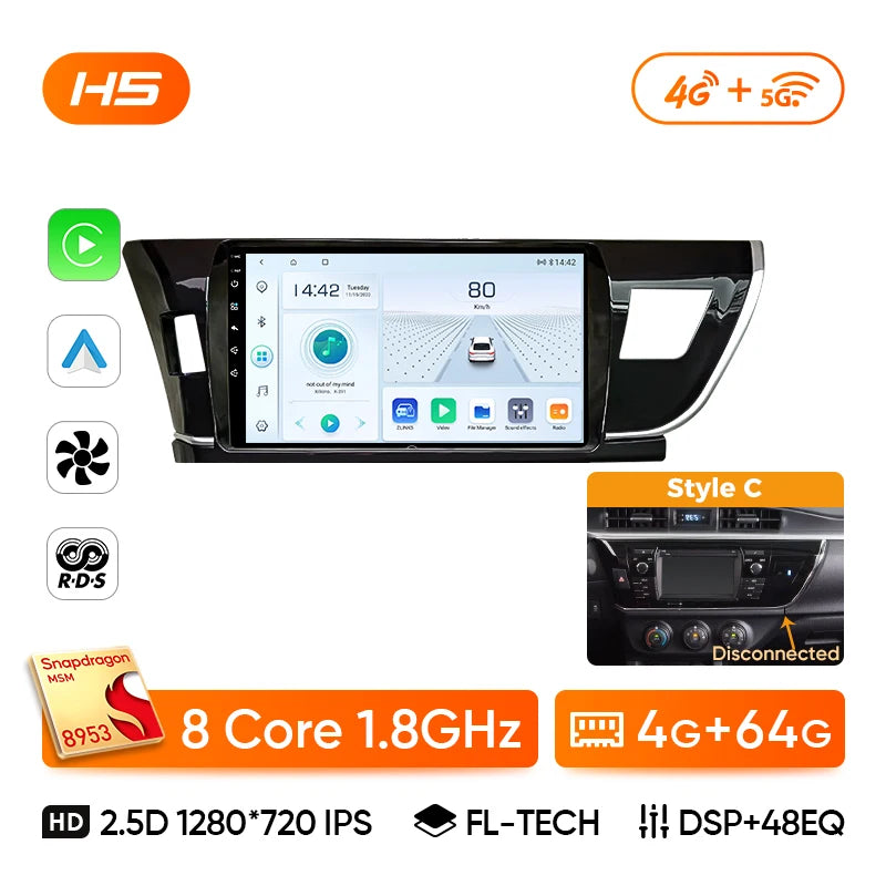 Ainavi Car Multimedia Player For Toyota Corolla 11 2012 2013 2014 2015 2016 E170 E180 wireless Carplay Android Auto 4G Wifi 2din