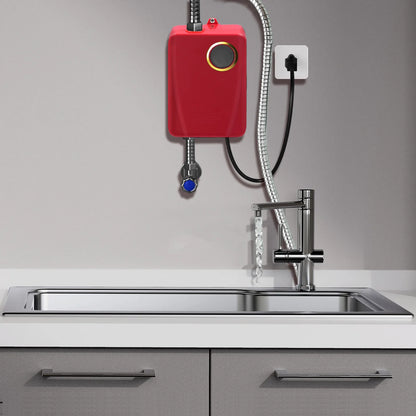110V 3000W Stainless Steel Mini Water Heater XY-FA Red US Plug Instant Hot Water for Kitchen Bathroom
