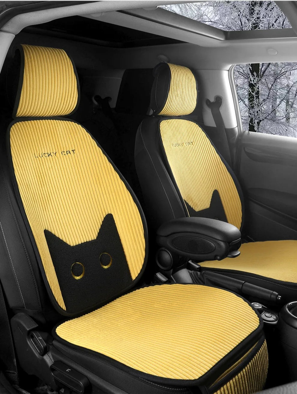 Lucky Kitten car seat covers, Corduroy Seat Cushion with Storage Bag Suitable for More Than 95% Car Models Trucks, Sedans SUVs
