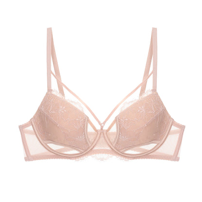 French Inspired Minimizer Bra Plus Size, Anti Sagging Lace Bralette, Sheer Sexy Tuhsy Lingerie Set Wireless Comfort Fall Winter