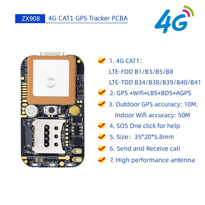 World Smallest LTE CAT-1 4G GPS Tracking Chip ZX908 GPS Tracker PCB Module for Developing Mini 4G GPS Trackers