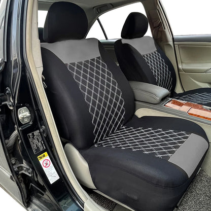 Car Seat Covers Double Line Embroidery Quilted Splicing Universal Size Fit For Most Car Polyester Fabric Seat Covers For Car