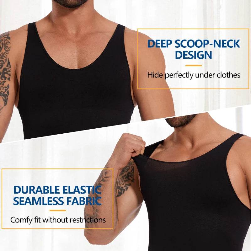 Mens Sleeveless Full Body Shaper Underwear Slimming Compression Seam-free Bodysuit Shapewear Tummy Control Fajas Para Hombres