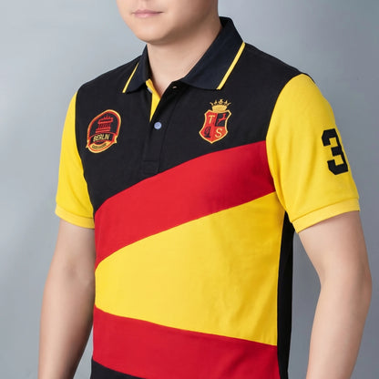 Hot Sale Men's Pure Cotton Embroidered Polo Shirt Plus Size Contrast Color Split Breathable Business Casual Tops Factory Dire