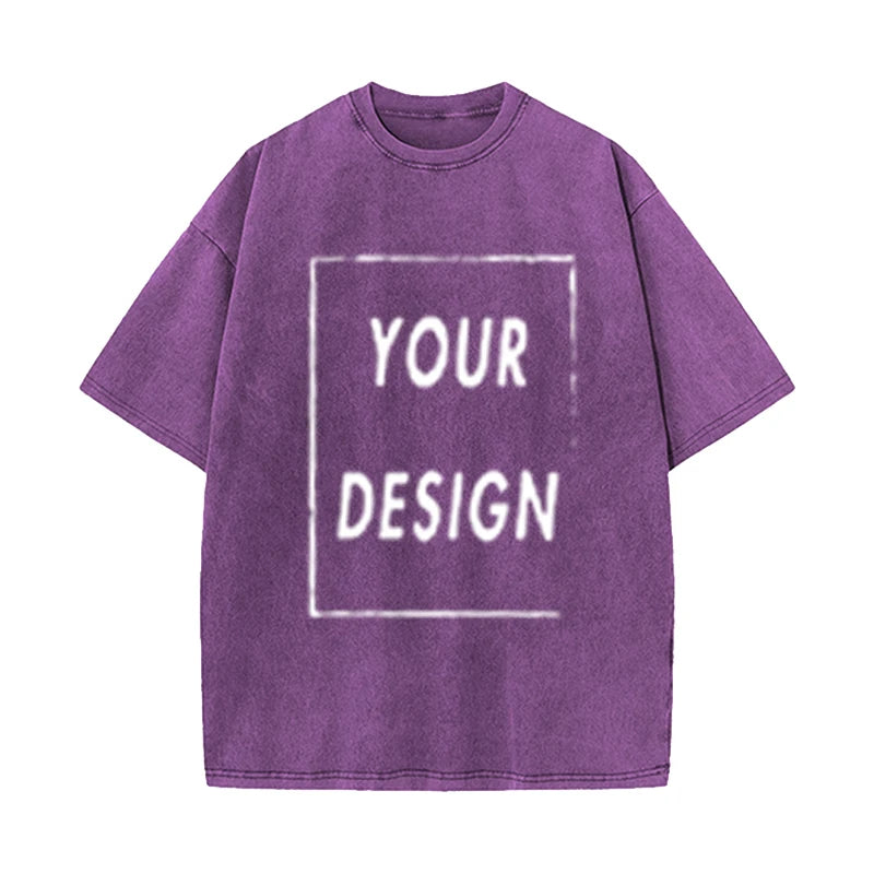 Men's and Women's Cotton Washed T-Shirt Custom Printed T-Shirt 230G Top DIY Your Favorite Pattern or Logo Fashionable Custom Top