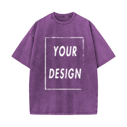 Men's and Women's Cotton Washed T-Shirt Custom Printed T-Shirt 230G Top DIY Your Favorite Pattern or Logo Fashionable Custom Top