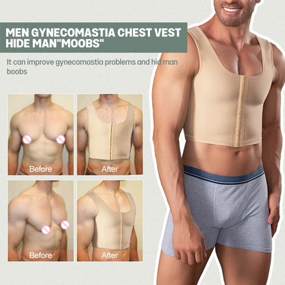 Back Support Body Shaper Men Slimming Chest Lifter Wide Strap Post Surgery Lipo Garment Shapewear Top Vest
