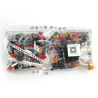 MOC 6-speed Gearbox Differential Gears Technology Building Blocks Parts Transmission V16 Engine Assembly Bricks M/L Motor