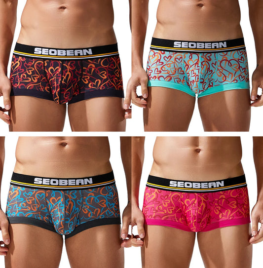 Tauwell 4-Pack Men's Summer Ice-Cool Comfortable Boxer Briefs Underwear Soft Breathable Casual Briefs for Men