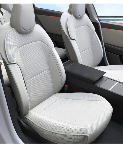For New Tesla ModelY Juniper 2025  PU Seat Cushion Punching Breathable Universal Split Car Seat Protector Interior Accessories