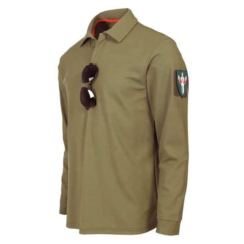 Men's Long Sleeve Tactical Training Shirt Outdoor Fitness Polo Shirt Spring Autumn Fitness Wear with Collar Army Style PT Shirt