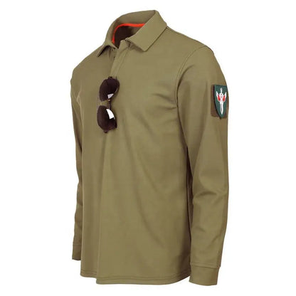 Men's Long Sleeve Tactical Training Shirt Outdoor Fitness Polo Shirt Spring Autumn Fitness Wear with Collar Army Style PT Shirt