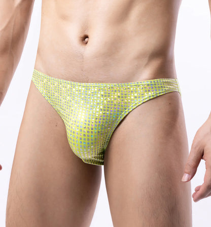 Men's Sexy Shiny Sequin Briefs Fashion Glitter Design Soft Skin-Friendly Breathable Comfort Nightclub Party Underwear