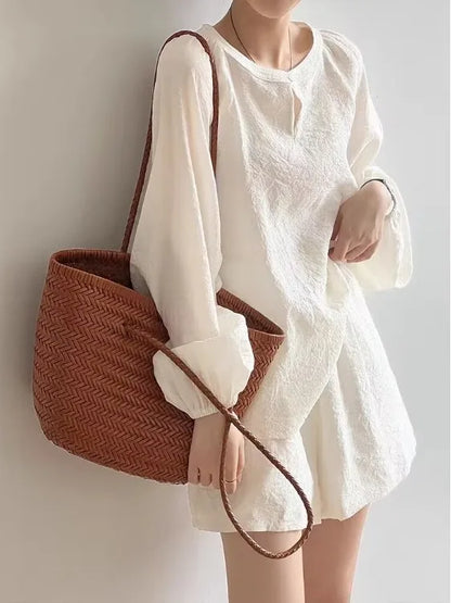 Casual Modal Loose Women's Summer Sun Protection irt And orts Two-Piece Set Faionable Versatile Cotton round Ne Top
