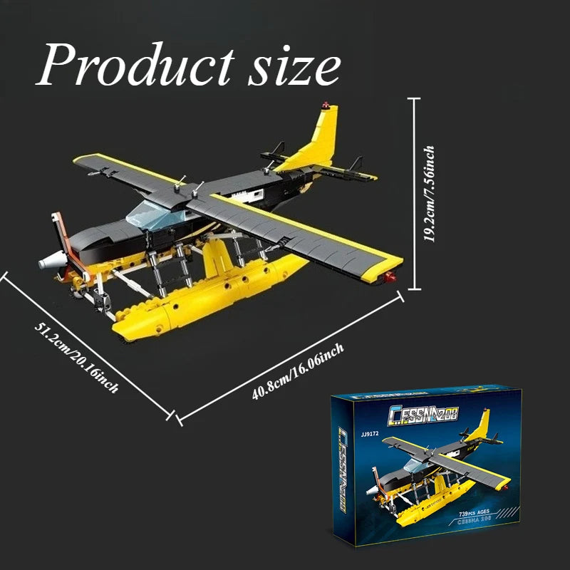 739PCS Water Glider Plane Model Building Blocks Set, DIY Educational Assembly Toy, Decorative Ornament Gift