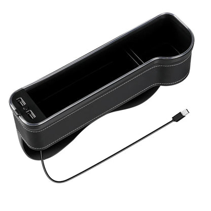 LED Car Seat Crevice Storage Box Car Organizer Seat Gap Filler Cup Holder With 2 USB Charger Stowing Tidying Car Accessories