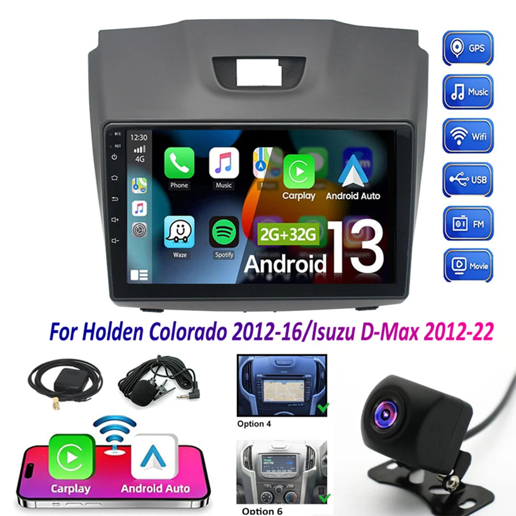 9-inch Dual-touch Screen Navigation GPS 2G 32G Android Multimedia Android 13 Carplay Head Unit For Holden Colora- RG 12-16