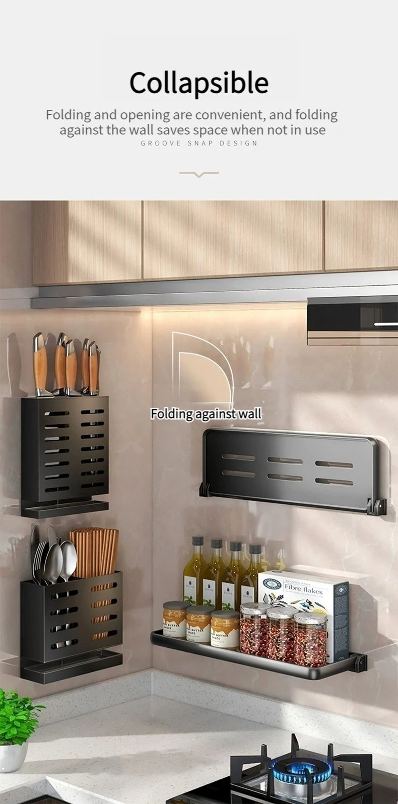 Foldable kitchen Storage Rack Fridge Organizer Storage Tray Clear Food Storage Organizer Spice Rack kitchen Organizer