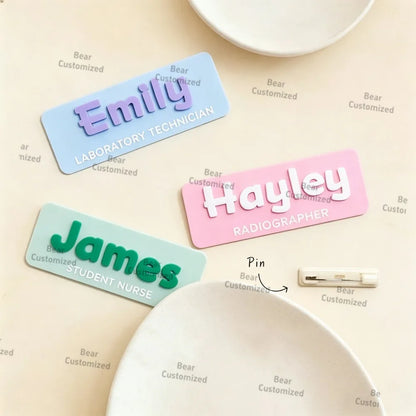 Custom  Acrylic Name Brooch ，Work Name Badge， Personalised Name Badge, Acrylic Name Badge, Gift for Nurse Present for Teacher