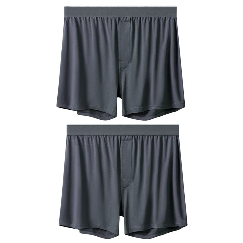 2pcs Men Modal Underwear Male Soild Casual Boxer Shorts Elastic Waistband Button Man Boxer Underwear Comfortable Shorts for Home