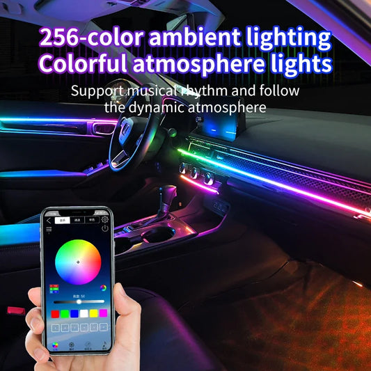 5V USB RGB Symphony Car Ambient Light 1/6/10 in 1 Interior Acrylic LED Strip Light Decoration Atmosphere Lamp By APP Control