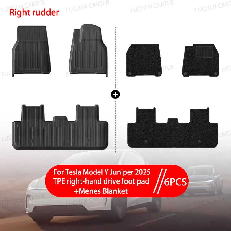 Car Floor Mats for Tesla NEW Model Y Juniper 2025+ Car Four Seasons Waterproof Non-slip Floor Mat TPE Special Car Accessories