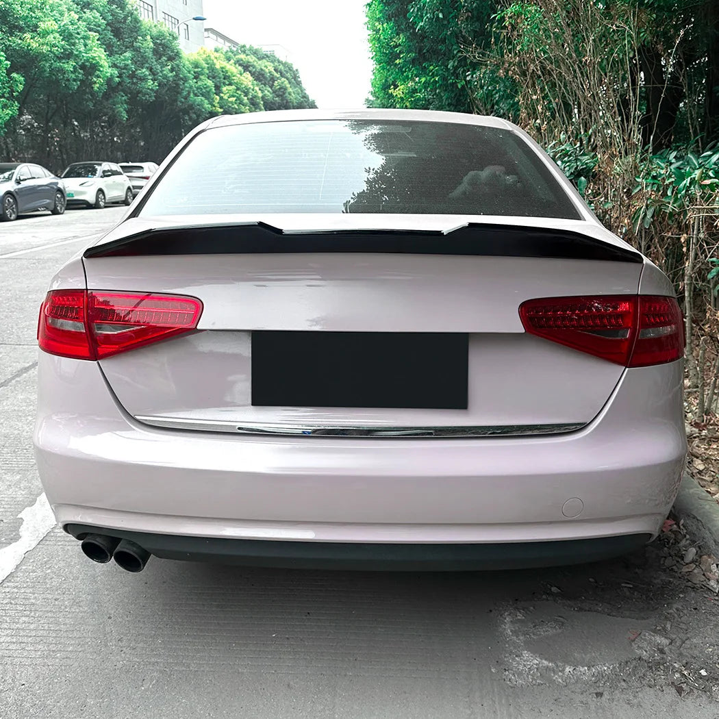 PSM Style For Audi A4 S4 B8 2009-2016 Car Rear Tail Trunk Roof Spoiler Body Kits Tail Wings Gloss Black / Carbon Fiber Look