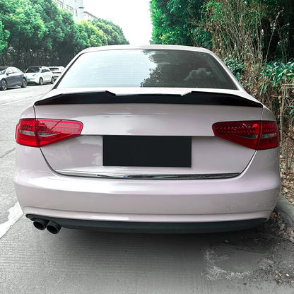 PSM Style For Audi A4 S4 B8 2009-2016 Car Rear Tail Trunk Roof Spoiler Body Kits Tail Wings Gloss Black / Carbon Fiber Look