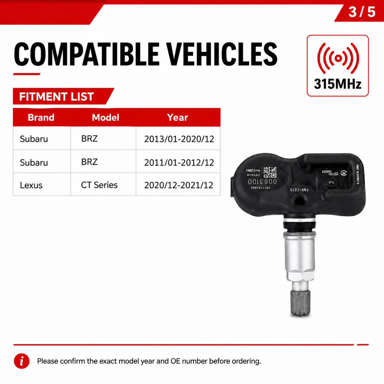 4PCS TPMS Sensor for Subaru BRZ Lexus CT 315MHz PMV-C010 4260706020 Tire Pressure Sensor