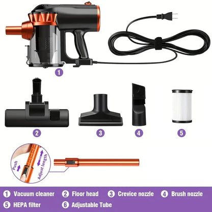 Home Portable Corded Vacuum Cleaner – 600W Strong Suction, 48dB Silent Operation, Lightweight Handheld Design