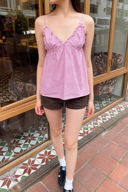 Brandy Melville Pure Cotton Three-Button Base Layer Vest Sweet Style V-Neck Sleeveless Tank Top for Women Spring Summer