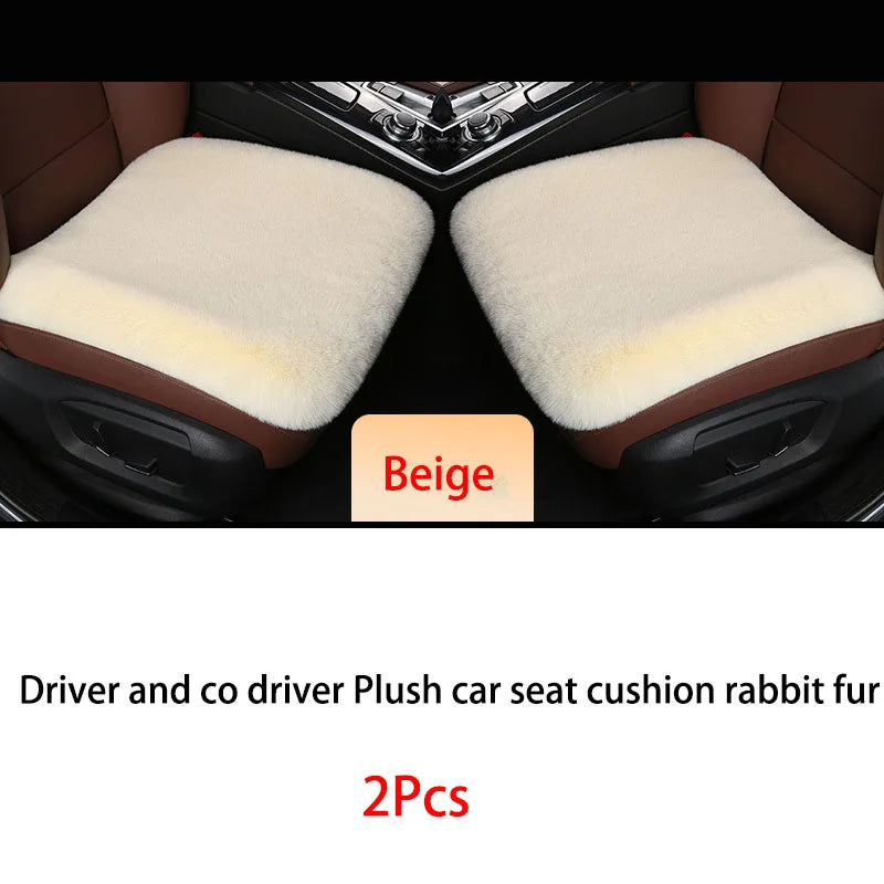 Winter Plush Rabbit Fur Car non-slip Seat Cushion Warmth Thickened Wool One Piece Square Cushion for Main Driver or Co-pilot